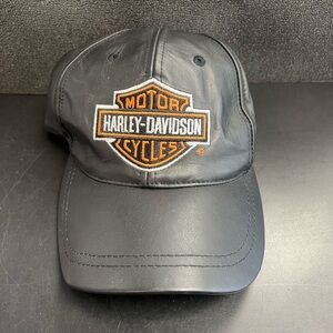 VINTAGE HARLEY DAVIDSON LEATHER AMERICAN NEEDLE SNAP BACK HAT OSFA